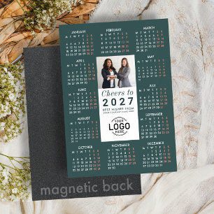 Logo Photo Green Calendar 2027 Magnetic Card