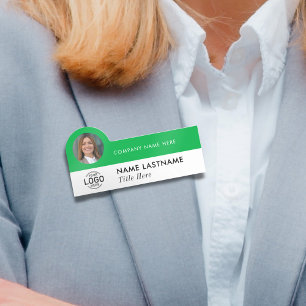 Logo Photo ID Modern Sleek Green Business Company Name Tag