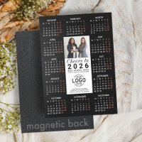 Logo Photo Info Black Calendar 2026 Magnetic Card