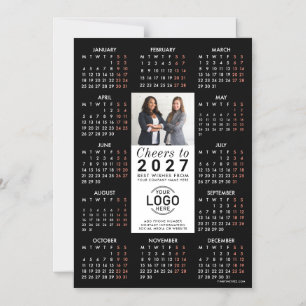 Logo Photo Info Black Calendar 2027 Magnetic Card