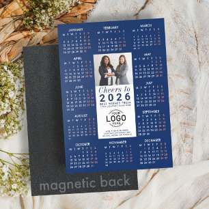 Logo Photo Info Blue Calendar 2026 Magnetic Card