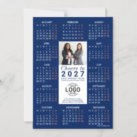Logo Photo Info Blue Calendar 2027 Magnetic Card