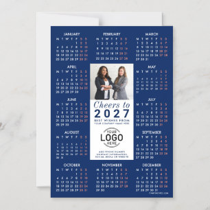 Logo Photo Info Blue Calendar 2027 Magnetic Card