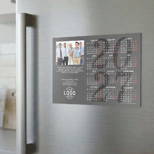 Logo Photo Info Grey Calendar 2027 Magnetic Card