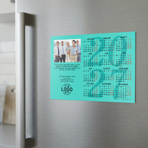 Logo Photo Info Teal Calendar 2027 Magnetic Card