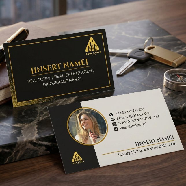 Logo & Photo Modern Minimalist Realtor Broker Agen Business Card (Personalized Logo & Photo Modern Minimalist Realtor Broker Agent Business Card)