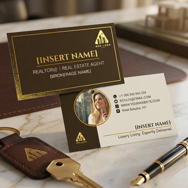 Logo & Photo Modern Minimalist Realtor Broker Agen Business Card (Personalized Logo & Photo Modern Minimalist Realtor Broker Agent Business Card!)