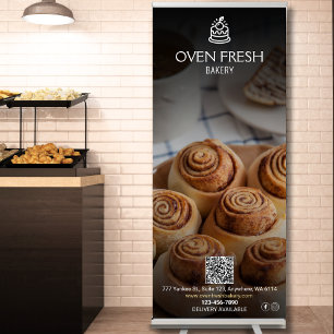 Logo Photo QR Code Bakery Business Retractable Banner
