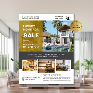 Logo Photo Real Estate House for Sale Template Flyer