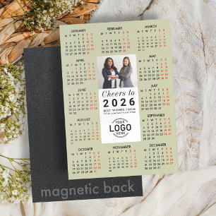 Logo Photo Sage Green Calendar 2026 Magnetic Card