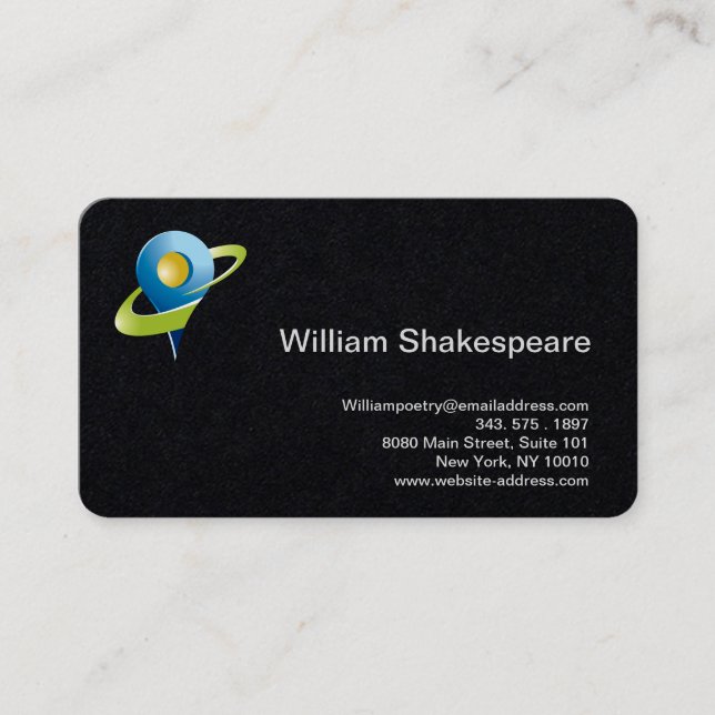 Logo Pin Map Coordinate Business Card (Front)