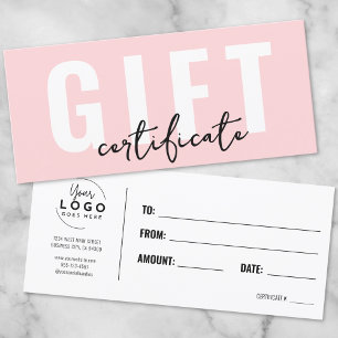 Logo Pink Minimal Business Gift Certificate