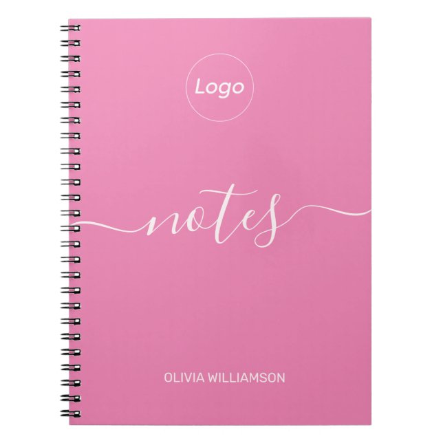 Logo Pink Professional Business Notebook (Front)