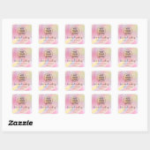 Logo pink rainbow glitter marble chic hair makeup square sticker (Sheet)
