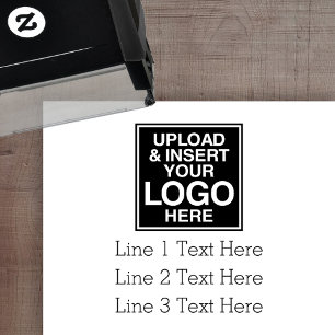 Logo plus Business Address Label or 3 Lines Text Self-inking Stamp