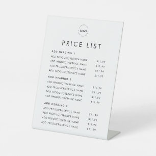 Logo Price List Simple Minimal Minimalist Plain Pedestal Sign