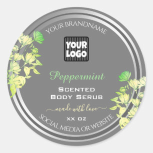 Logo Product Packaging Labels Floral Grey Silver