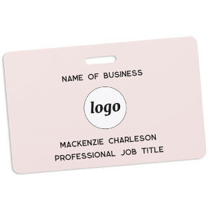 Logo Professional Business Blush Pink Name ID Badge