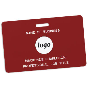 Logo Professional Business Burgundy Red Name ID Badge