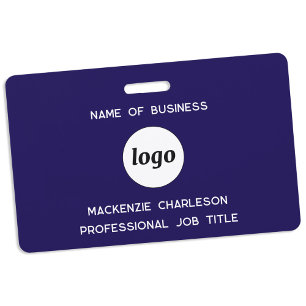 Logo Professional Business Navy Blue Name ID Badge