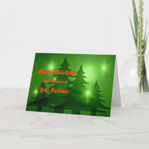 Logo Promo Business Green Trees  Merry Christmas Holiday Card