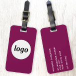 Logo Promotional Magenta Pink Business Branding Luggage Tag<br><div class="desc">Simple logo design for your business.  Replace the logo and details with your own and change the background colour in the design tool to customise.  Ideal for as a promotional item to give to clients,  customers and employees,  and for business travel and trade shows.</div>