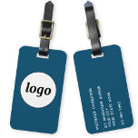 Logo Promotional Teal Green Business Branding Luggage Tag<br><div class="desc">Simple logo design for your business.  Replace the logo and details with your own and change the background colour in the design tool to customise.  Ideal for as a promotional item to give to clients,  customers and employees,  and for business travel and trade shows.</div>