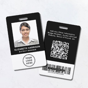 Logo QR Bar Codes Black Employee Photo ID ID Badge