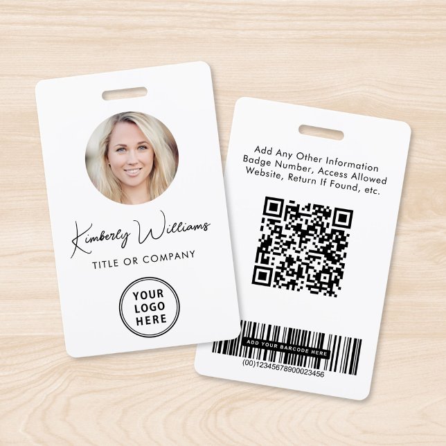 Logo QR Bar Codes Employee Photo ID Badge (Creator Uploaded)