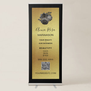 *~* LOGO QR Black Gold Foil Store Shop Retractable Banner