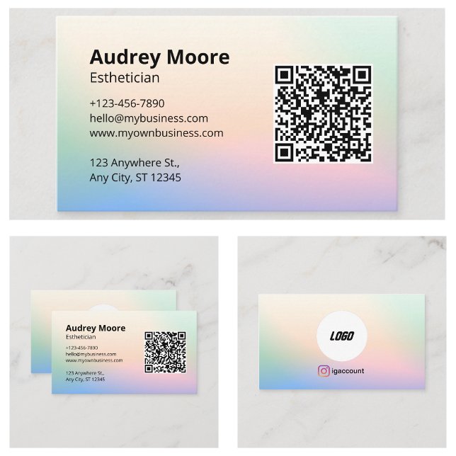 Logo QR Code Aesthetician Watercolor Business Card (Logo QR Code Esthetician Watercolor Business Card
)