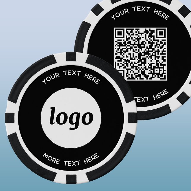 Logo QR code and Text Business Promotional Poker Chips (Simple logo with custom text QR code business branding promotional poker chips)