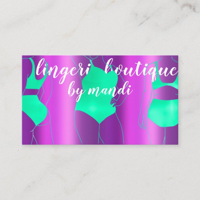 Logo QR Code Bikini Underwear Online Shop Purple  Business Card (Front)