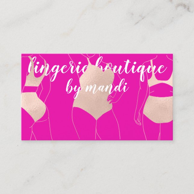 Logo QR Code Bikini Underwear Pink Rose Business Card (Front)