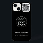 Logo & QR Code Black | Business Minimalist Case-Mate iPhone 14 Case<br><div class="desc">Logo & QR Code Black | Business Minimalist design template.</div>
