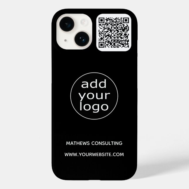 Logo & QR Code Black | Business Minimalist Case-Mate iPhone Case (Back)