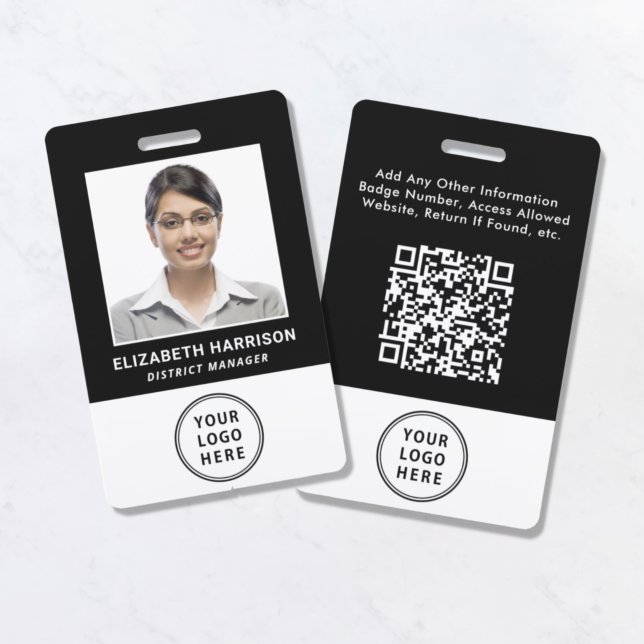 Logo QR Code Black Employee Photo ID Badge (Creator Uploaded)