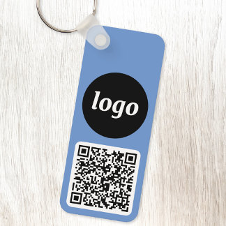 Logo QR Code Blue Business Branding Promotional Key Ring
