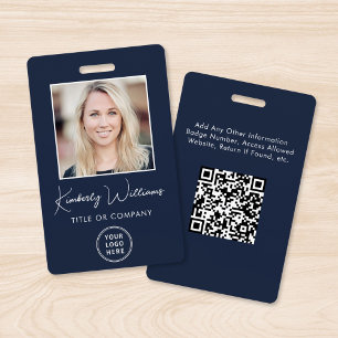 Logo QR Code Blue Employee Photo ID ID Badge