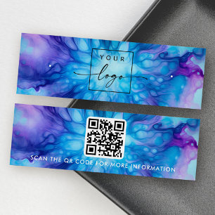 Logo QR code blue purple stud earring display card