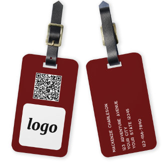 Logo QR Code Burgundy Business Promotional Luggage Tag