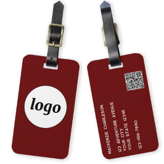 Logo QR code Burgundy Business Promotional Luggage Tag