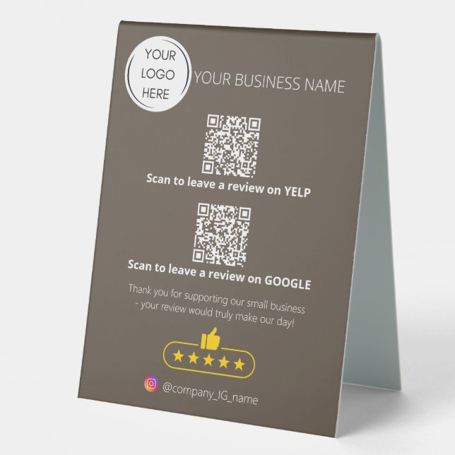 Logo QR code business review GOOGLE and YELP  (Front)