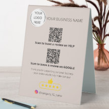 Logo QR code business review GOOGLE and YELP 