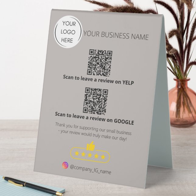Logo QR code business review GOOGLE and YELP  (In SItu (Table))