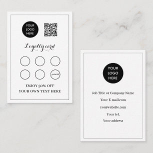 Logo QR Code Business Reward Punch Black White Loyalty Card
