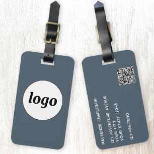 Logo QR Code Charcoal Gray Business Promotional Luggage Tag