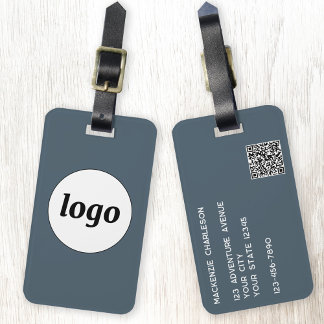 Logo QR Code Charcoal Gray Business Promotional Luggage Tag