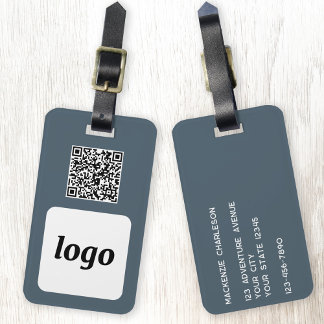 Logo QR Code Charcoal Gray Business Promotional Luggage Tag