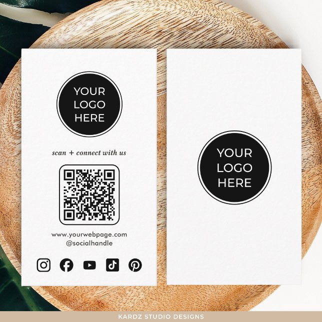 Logo QR Code Custom Icons Social Media Business Card (Add your logo, customize social icons and create QR code with your URL )